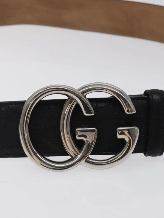 GUCCI GG Canvas Guccissima Belt Leather 37.8\